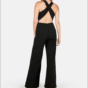 NEW! Black open back jumpsuit with pockets, thick but stretchy material